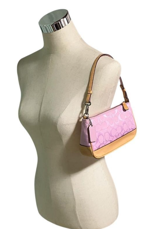 バッグ Rare COACH accessory pouch Pink 6094 Rare COACH Signature Canvas Accessory Pouch 6094 Pink Logo