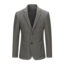 Mens Wool Jacket Coat 2 Button Slim Fit Sporty Suit Jacket Winter Tweed...