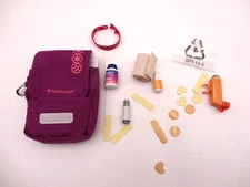 American Girl Asthma & Allergy Kit Inhaler Epi Pen Med Bracelet Case
