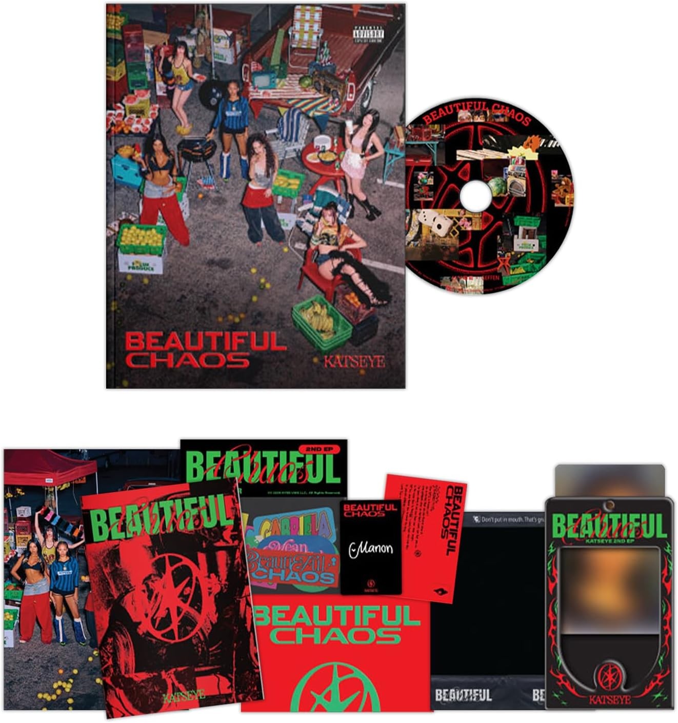 KATSEYE - [BEAUTIFUL CHAOS] (BEAUTIFUL Ver.) Photobook + Photocard + Folded Pos