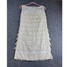 Vintage 60s Fringe Shift Go Go Dress Sz Small Sleeveless Flapper Whimsy 1960s