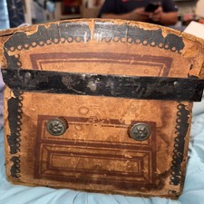 Antique Victorian Hump Back Doll Trunk &ldquo;The Emerson&rdquo; Wood Metal No.4