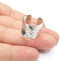 Shiny Silver Ring Setting Bezel Resin Base Cabochon Blank Adjustable Ring G35652