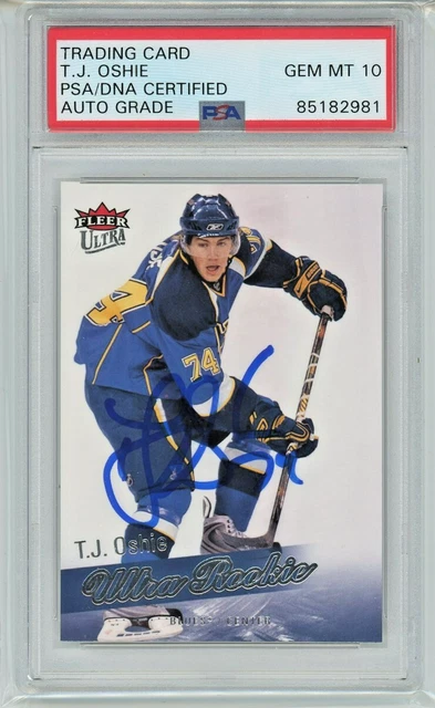 T.J. OSHIE AUTO Rookie 10 PSA DNA 2008-09 Fleer Ultra Hockey Signed Blues #261