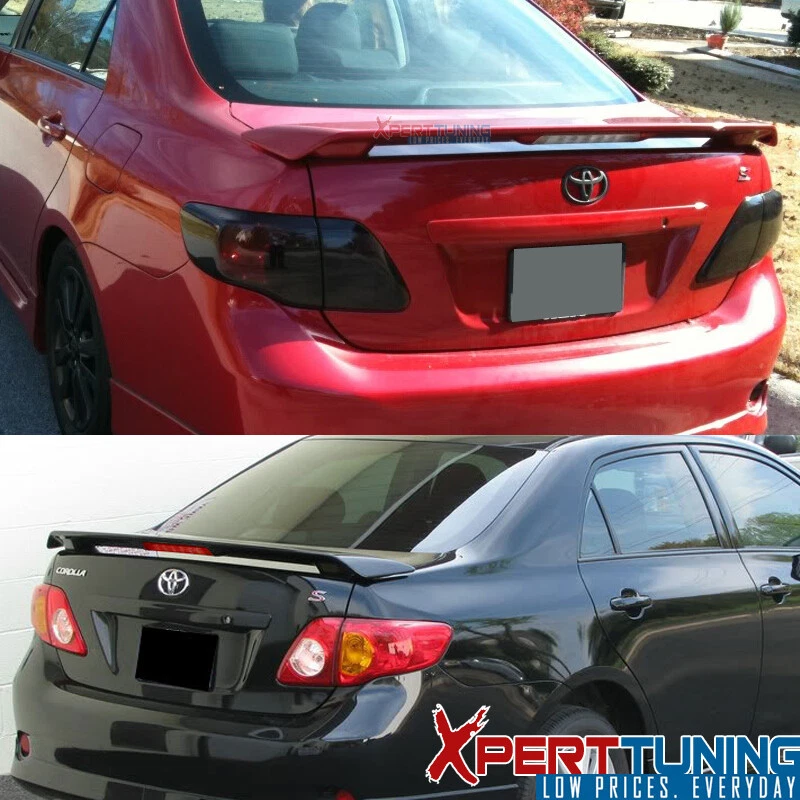 Fits 09-13 Toyota Corolla Rear Trunk Spoiler Lip W/LED Light ABS Unpainted Black Foto 2 de 4