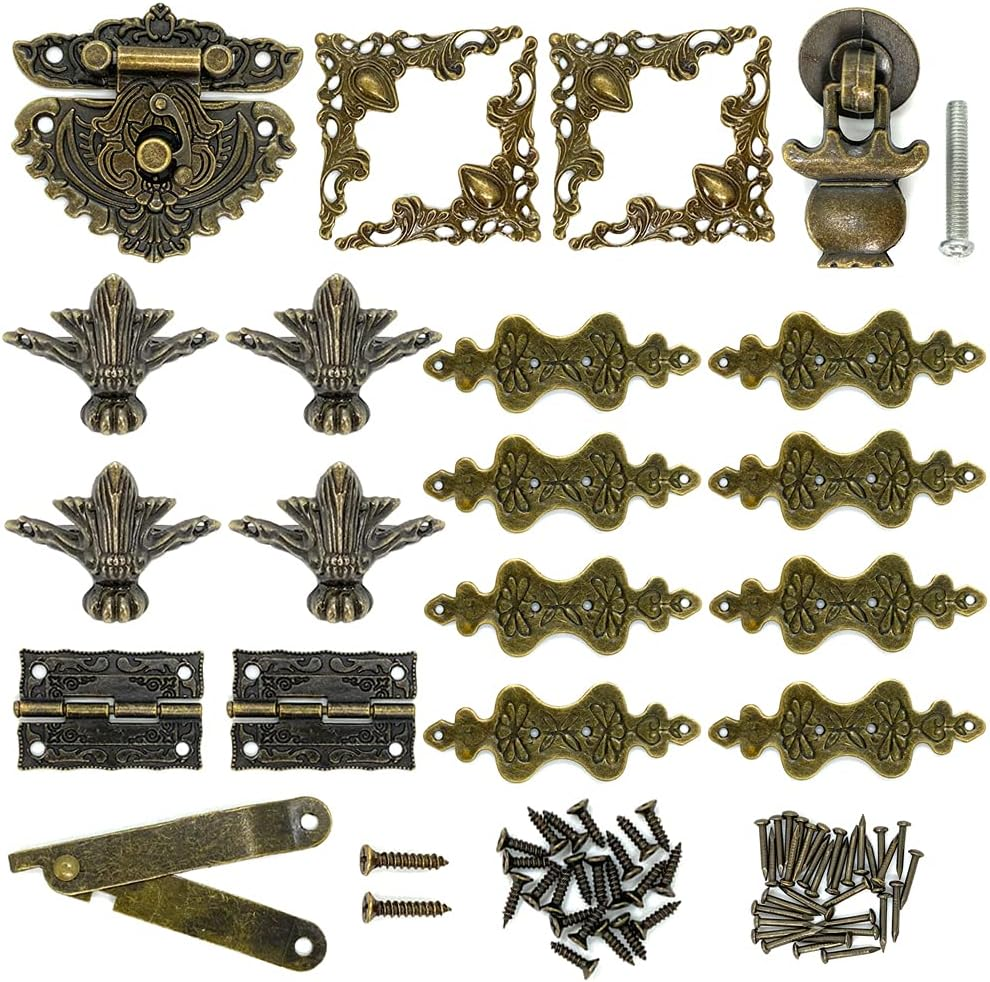 Retro Jewelry Box Antique Lock Latch Hasp Latches Buckle Vintage Bronze Engraved