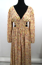 NWT FOREVER 21 Maxi Summer Dress Women M Multicolor Batik Boho Midriff Cut-Out