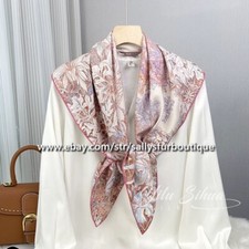 2026 Sallys Heavy 18 Momme Sand Washed Twill Silk Scarf Garden Print Shawl 35"
