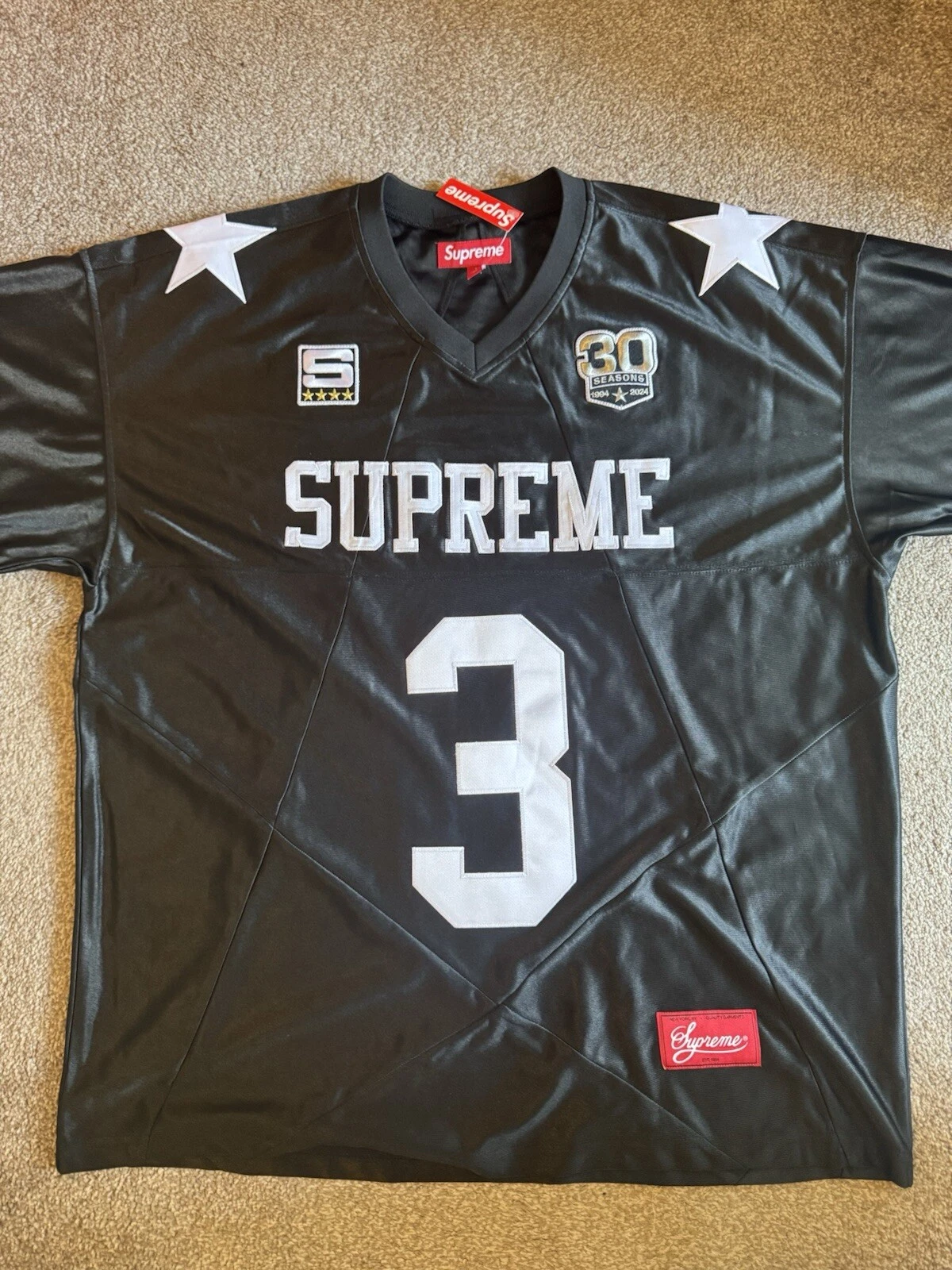 Maillot de football Supreme Star noir moyen M neuf