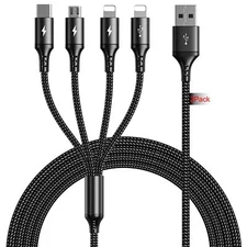 Multi Usb Charger Cable 2pack 4a10ft  4 In 1 Usb Fast Charging Cable With Ip/t