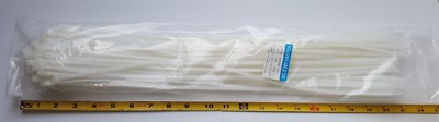 100 Pack XFITTING 20'' Cable Ties,White,UV Weather Resistant,50LB,4.8X500MM,UL