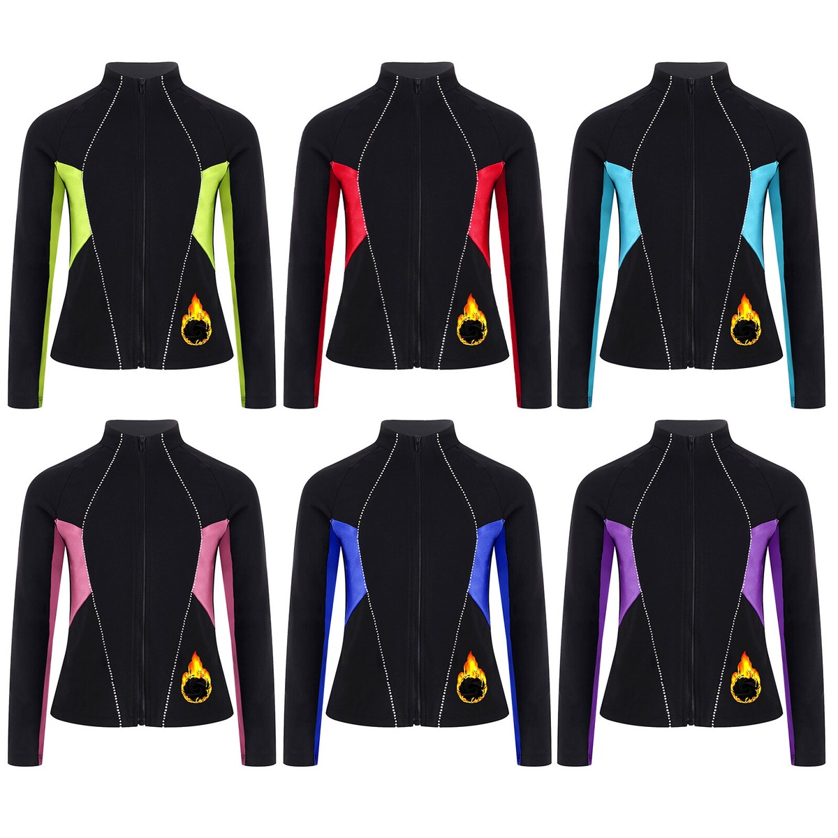 Kids Girls Outerwear Skater Sweatshirt Tops Jacket Color Block Costume  Workout