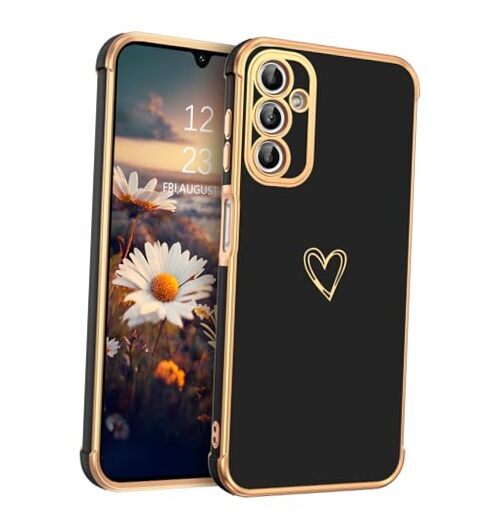 for Galaxy A15 5G Phone Case, Cute Heart Pattern Slim Fit Soft Z684-Black