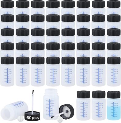 60 Pcs 2 Oz Touch Up Paint Container - Empty Paint Touch Up Bottles with Brus...