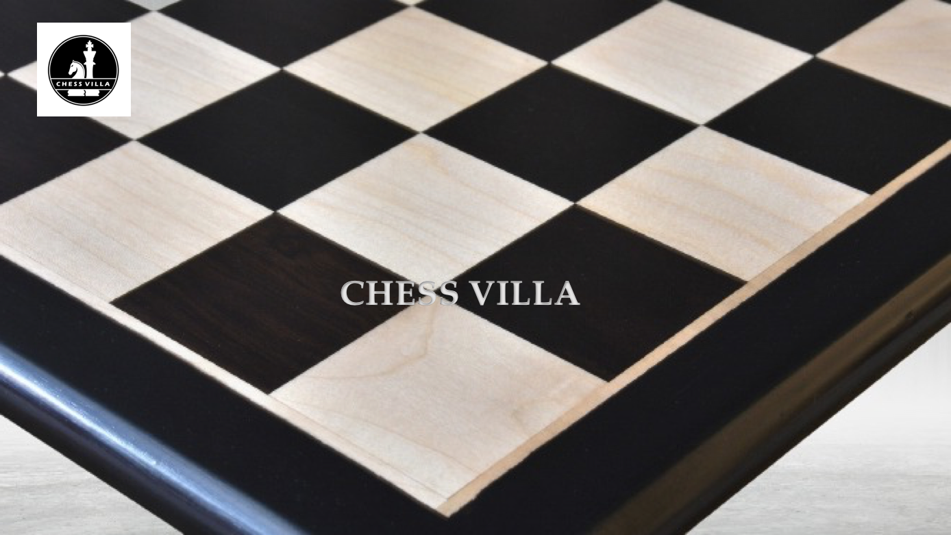 21 Solid Inlaid Ebony & Maple Wood Chess Board With Coordinates - 55 mm  Square