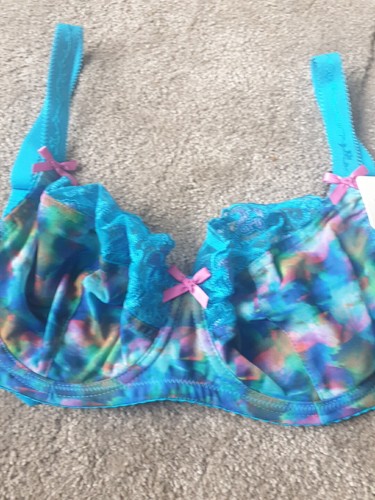 Sujetador de copa completa con aros sin relleno floral azul Nessa TALLA 30E # 30 - Imagen 6 de 12
