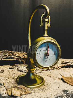 Old London Antique Brass Victorian Desk Clock Brass Theme
