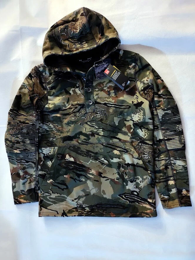 MEN'S UNDER ARMOUR UA RUT TWILL FLEECE BUTTON CAMO TOP HOODIE HUNTING 1343219 M - Image 4 of 4