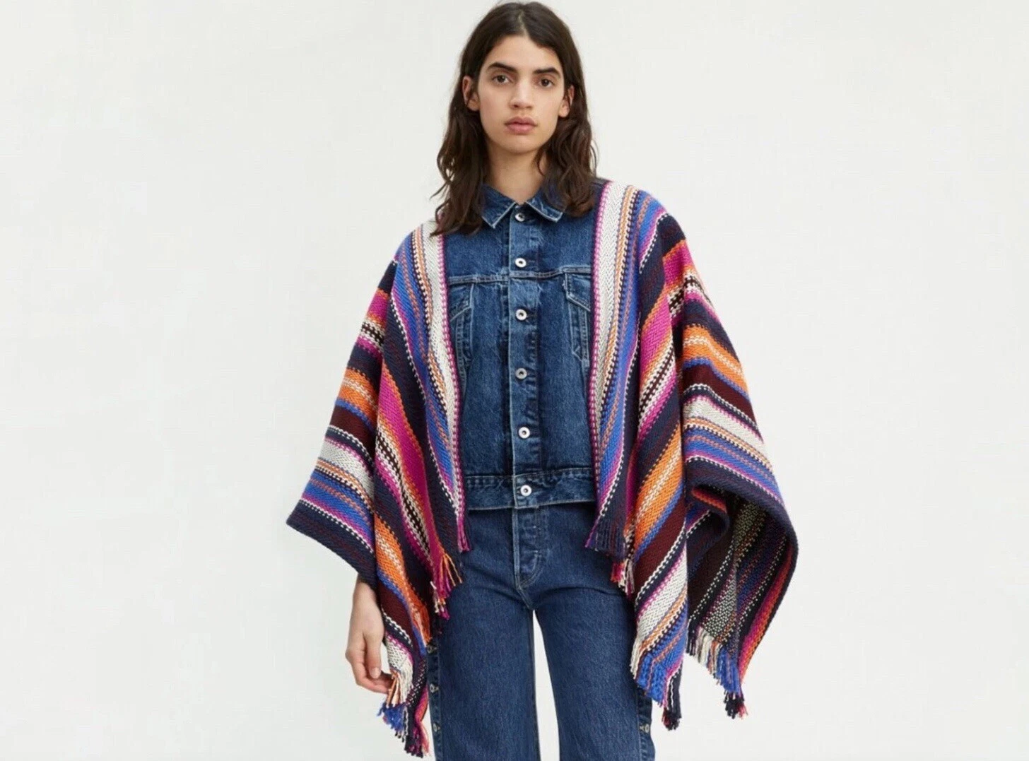 Levi’s Made & Crafted Malhia Kent Blanket Sleeves Trucker Poncho Jacket L $398