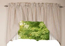 NEW- Home Collections By Raghu 2-Piece Swag 72"X 36" Farmhouse Stripe Curtains