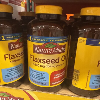 Nature Made Organic Flaxseed Oil Softgels, 1400mg - 300 Count