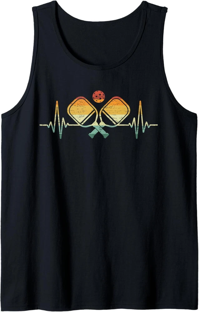 Pickleball Heartbeat Design for a I Love Pickleball Player Tank Top