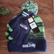 NFL Seattle Seahawks Green Blended Beanie And Gloves Set One Size New With Tags
