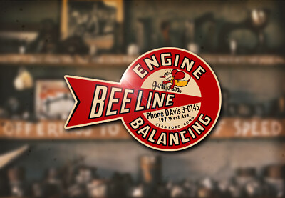 50s Beeline Engine Balancing Decal Hot Rod Rat Race Flathead Speed Equipment v8