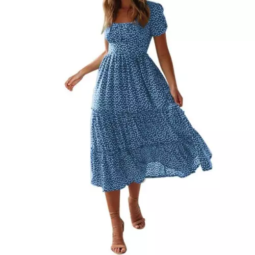 Langes Maxi-Strandkleid Damen Sommer Boho Damen Abend Party Blumen Sommerkleid - Bild 11 von 17