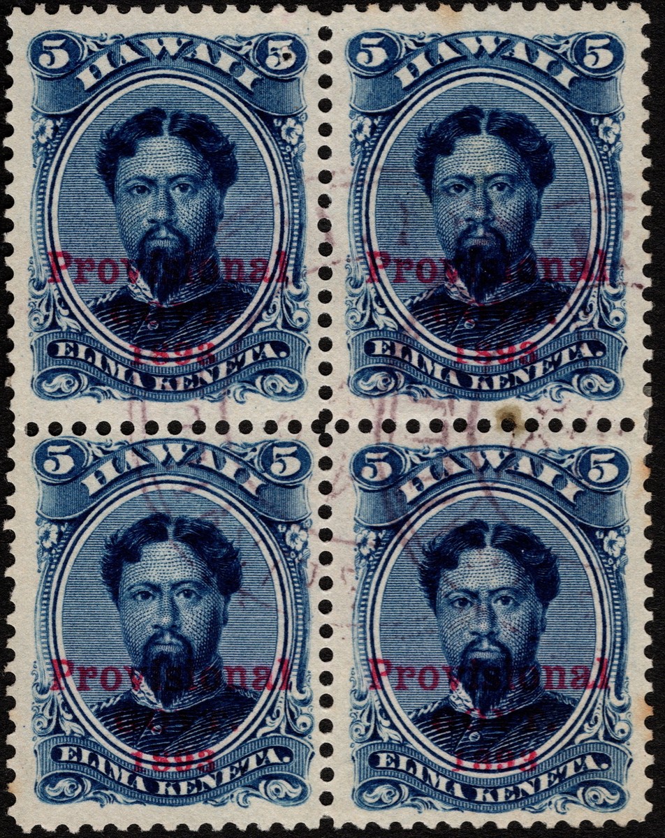 Hawaii - 1893 - 5 Cents Deep Indigo King Kamehameha V #58 Block of