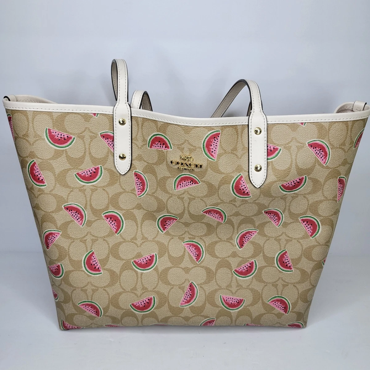 Coach Reversible City Tote in Signature Canvas with Watermelon Print