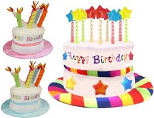 Adult Happy Birthday Hat Cake Hat with Mock Candles Gift Hat 3 Colours New