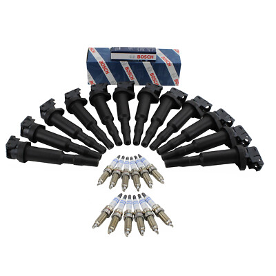 #ad Bosch 12 Ignition Coils amp; 12 Double Platinum Spark Plugs Kit For F02 760Li V12 $431.95