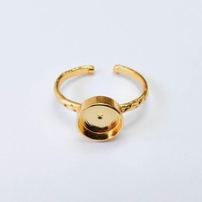 Shiny 24K Gold Ring Blank Base Bezel Cabochon Settings Epoxy Bezel 6mm G38065