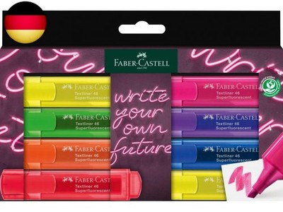 Faber-Castell 254601 Neon Textmarker Set 8 Stück, Highlighter Pens mit 