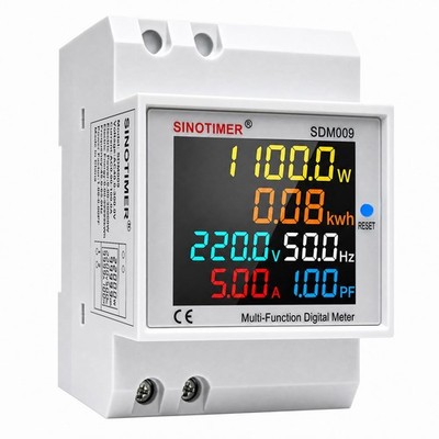 6 in 1 Single Phase Energy Meter, Din Rail Electricity Usage Monitor, AC 40-300V