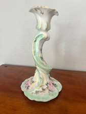 Antique French Porcelain Hand Painted Candlestick Holder Circa 1900's Floral