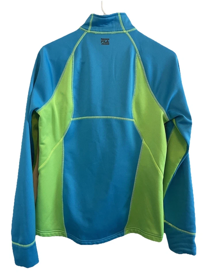 FILA Running Jacket 1/4 Zip Medium Women’s Blue Green Fleece Lining Athleisure - Image 2 of 4