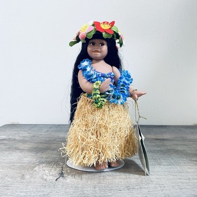 Vintage Hawaiian Hula Porcelain Doll by Milestone 8  With stand