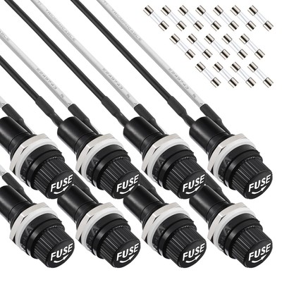 5x20mm schwarz Schraubverschluss Sicherungshalter 250 VAC 10 A 125 VAC 15 A mit vorgelötet