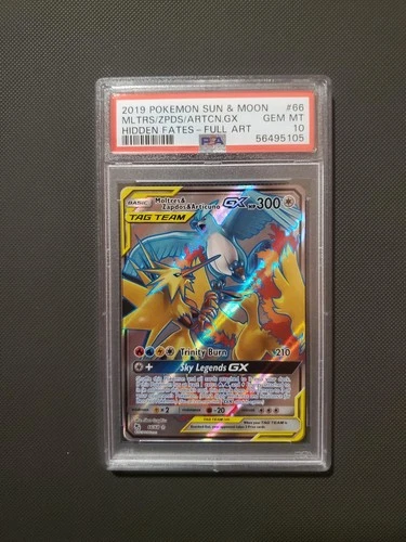 2019 POKEMON HIDDEN FATES #66/68 MOLTRES, ZAPDOS & ARTICUNO GX TAG TEAM PSA 10