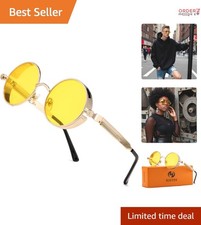 Vintage Round Steampunk Sunglasses Metal Frame UV Protection Unisex Accessories