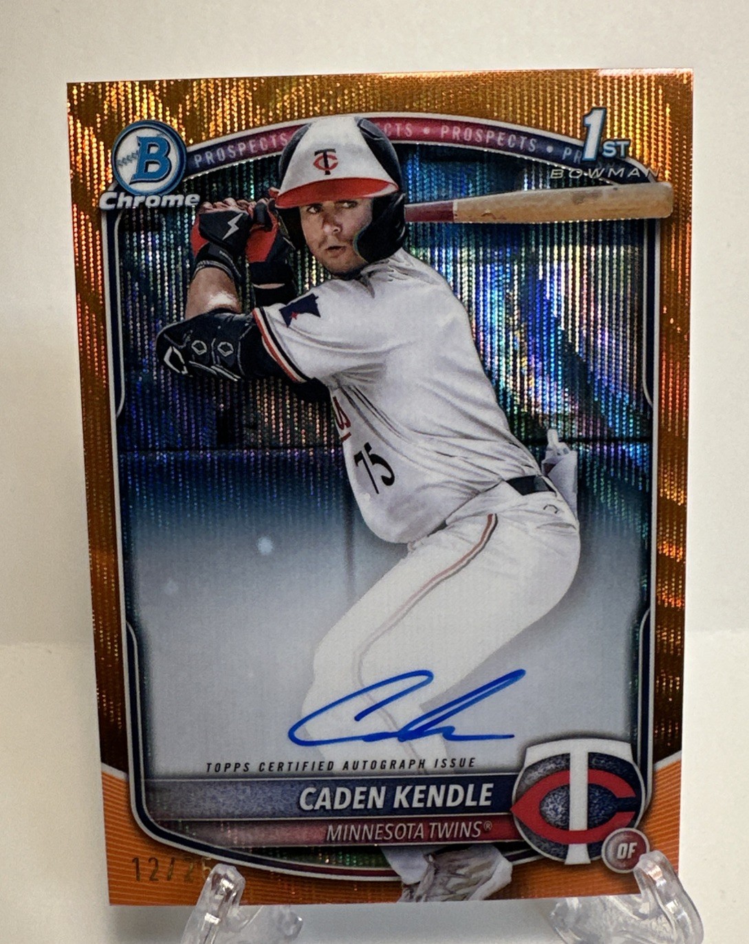 Caden Kendle 2025 Bowman - 1st Chrome Orange Auto 12/25 SSP - Minnesota Twins