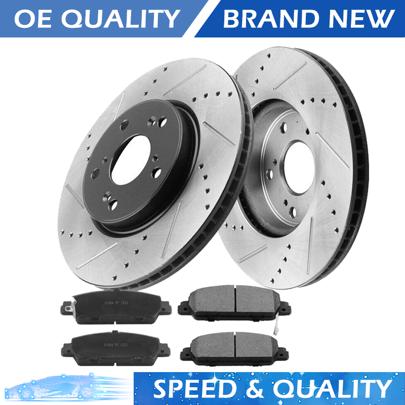 Front Slotted Brake Rotors and Ceramic Brake Pads For Honda Accord Brake Kits