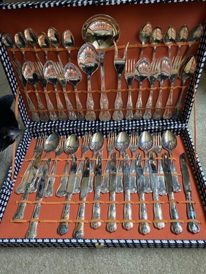 Vintage LBL Italy Silver Plate A800 EP Zinc 49 Pc Flatware