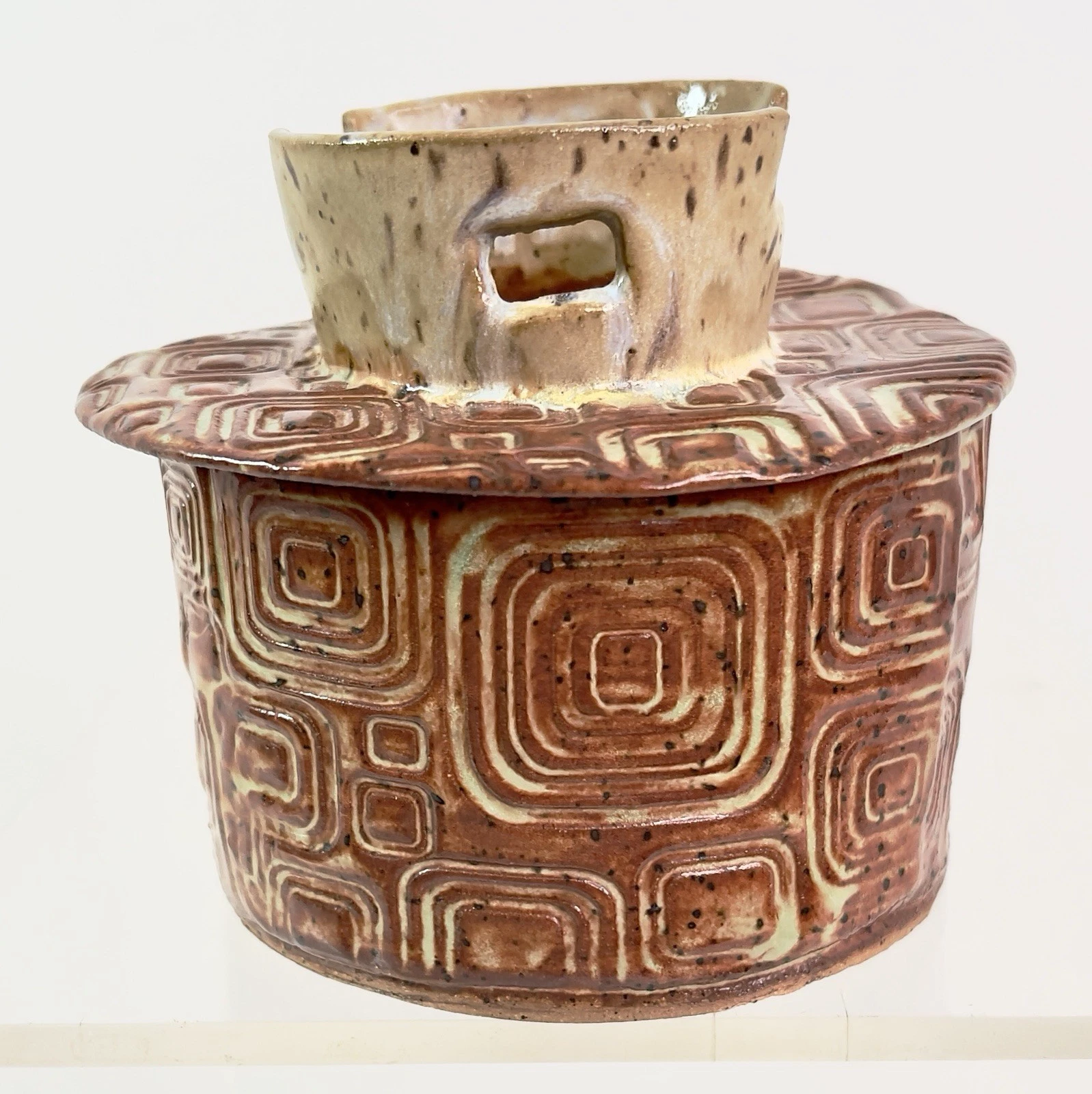 French Butter Crock Studio Pottery Signed