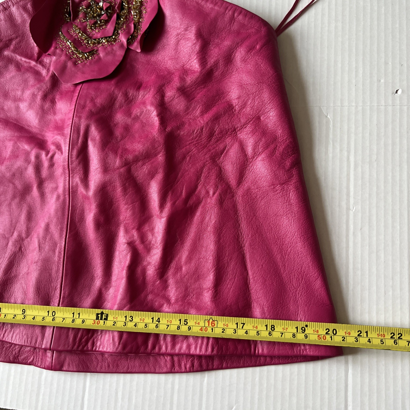 Ramy Brook Sz S 100% Lamb Leather Pink Top Halter Sleeveless Lined Party NWT thumbnail 6