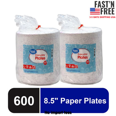 Great Value Everyday Disposable Paper Plate 8.5 inch, 600 Count