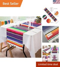 Mexican Serape Table Runner 14 x 84 Inch for Mexican Party Wedding Decoration...