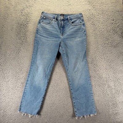 J.Crew Essential Jeans Women's 29x27 Blue Cotton Denim Cropped Raw Hem Stretch